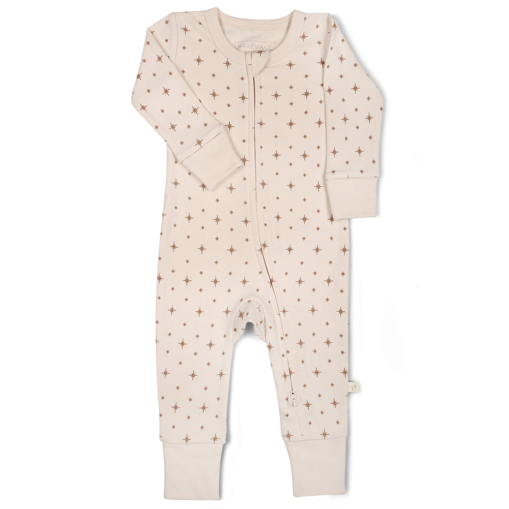 Organic 2-Way Zip Romper - North Star Zippered Romper Makemake Organics 