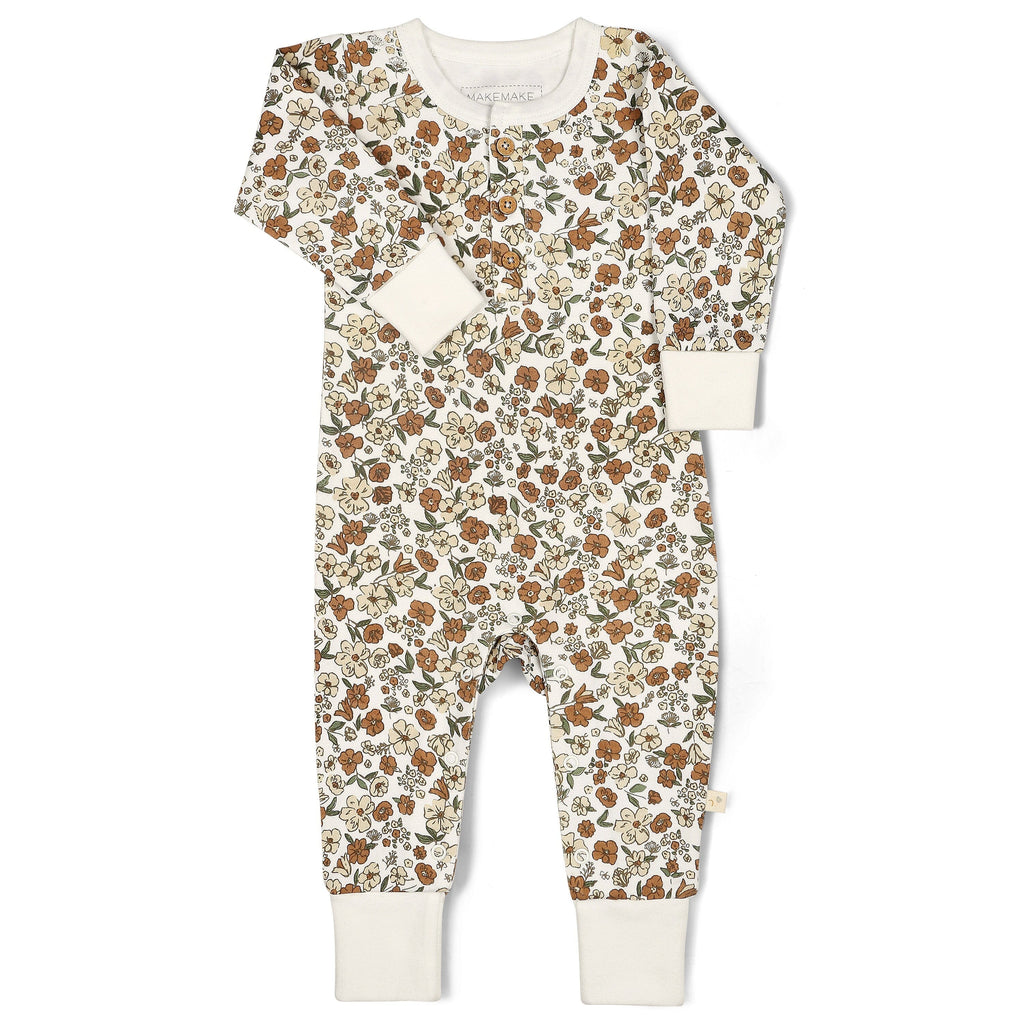 Organic Button Romper - Daffodil Button Romper Makemake Organics 