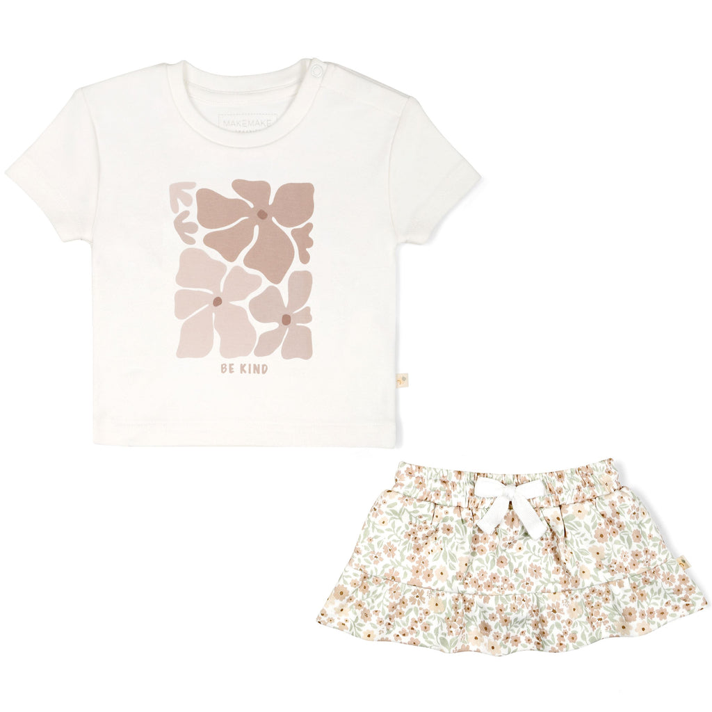 Organic Girls Tee and Skort Outfit | Summer Floral Sets Makemake Organics 