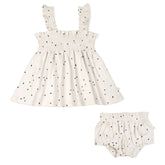 Organic Baby Girls Smocked Dress | Pixie Dots Dresses Makemake Organics 