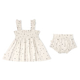 Organic Baby Girls Smocked Dress | Pixie Dots Dresses Makemake Organics 