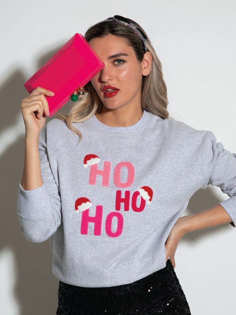 Shiraleah "Ho Ho Ho" Sweatshirt | Grey Sweatshirts Shiraleah 