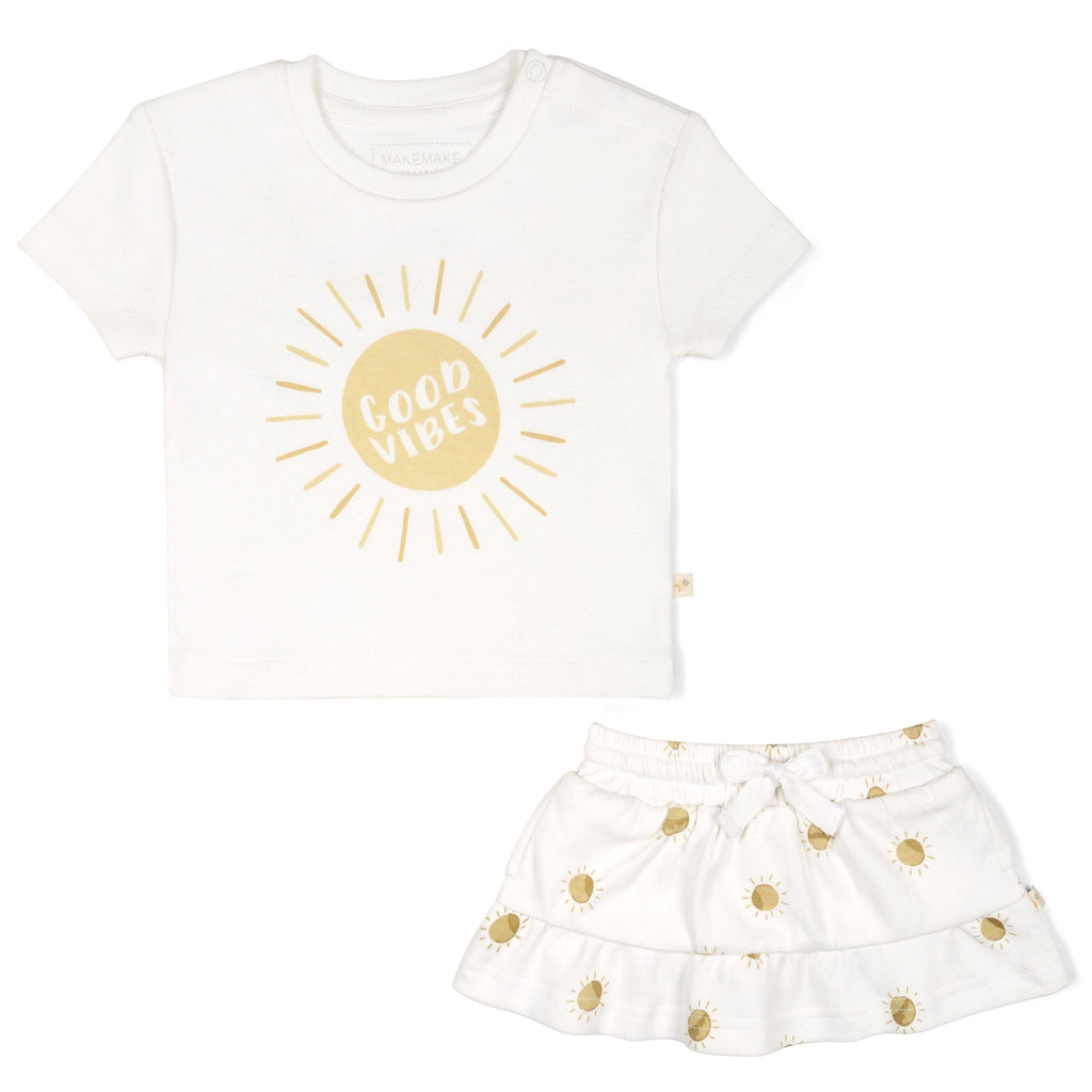 Organic Girls Tee and Skort Outfit | Sunshine Sets Makemake Organics 