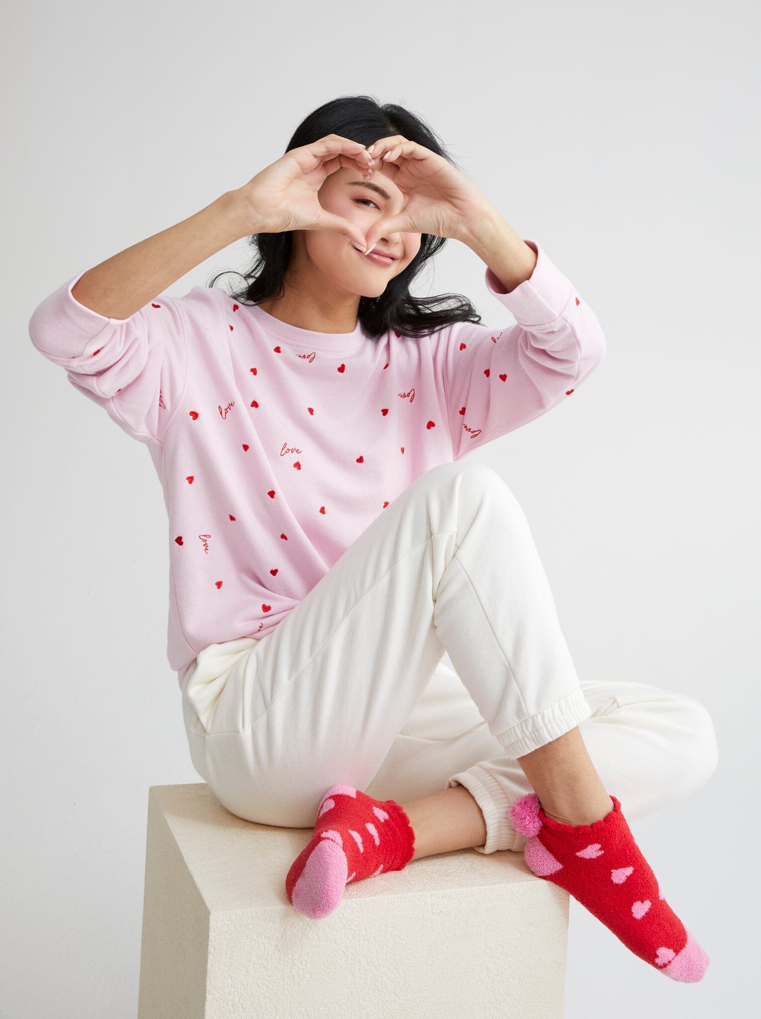 Shiraleah Love Hearts Sweatshirt, Blush by Shiraleah