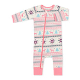 Holiday Reindeers Pink Romper Coverall Bestaroo 