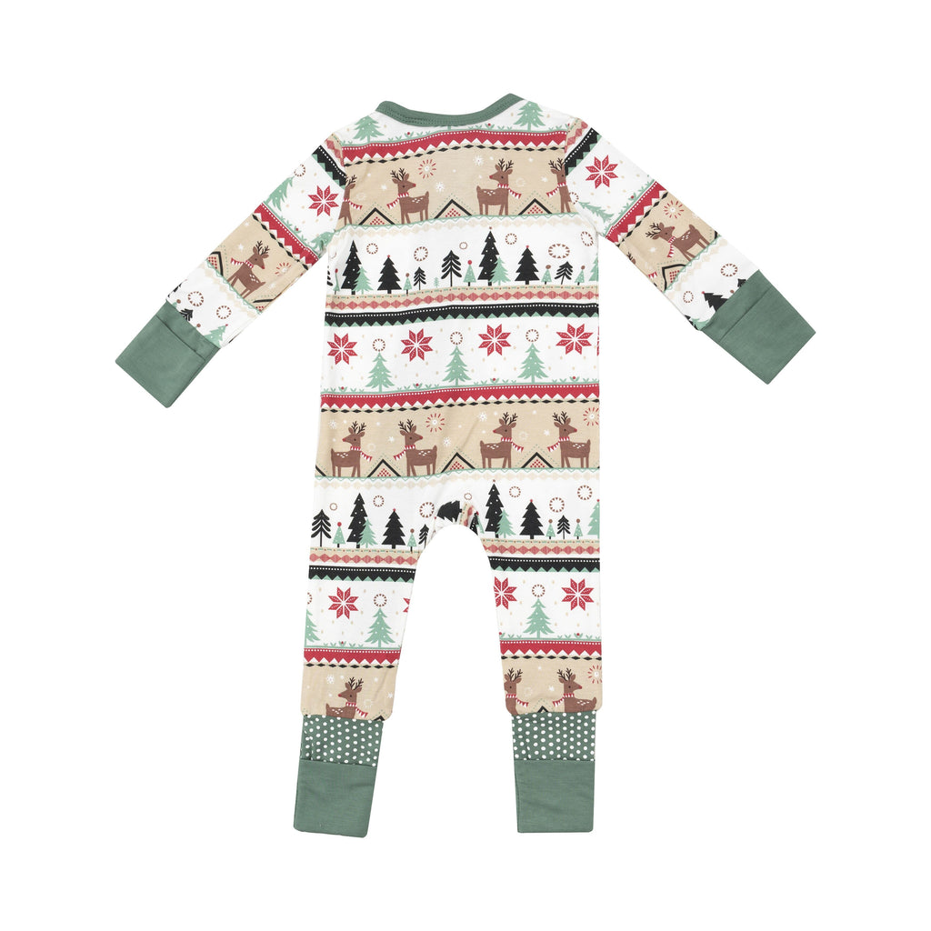 2 Way Zipper Romper - Reindeer Fair Isle 126 Angel Dear 