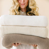 Chunky Knit Throw Blanket - Vanilla Throw Blanket Makemake Organics 