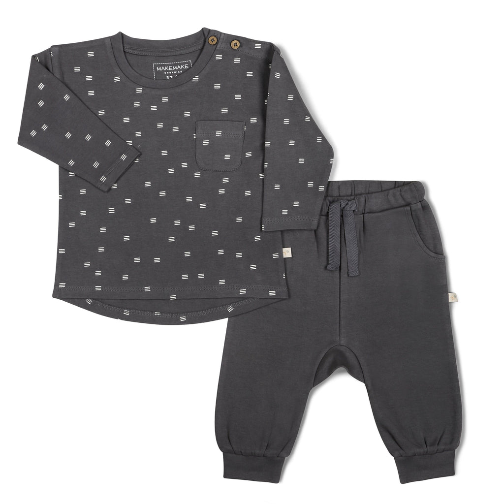 Organic Long Sleeve Tee & Pant Set -Tribe Tee & Pants Set Makemake Organics 