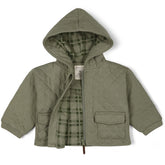 Organic Quilted Hooded Jacket - Olive Hooded Jacket Makemake Organics 