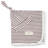 Organic Swaddle Blanket & Hat - Plum Stripes Blanket Set Makemake Organics 