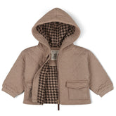 Organic Quilted Hooded Jacket - Taupe Hooded Jacket Makemake Organics 