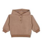 Organic Fleece Henley Hoodie - Taupe Fleece Hoodie Makemake Organics 