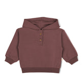 Organic Fleece Henley Hoodie - Plum Fleece Hoodie Makemake Organics 