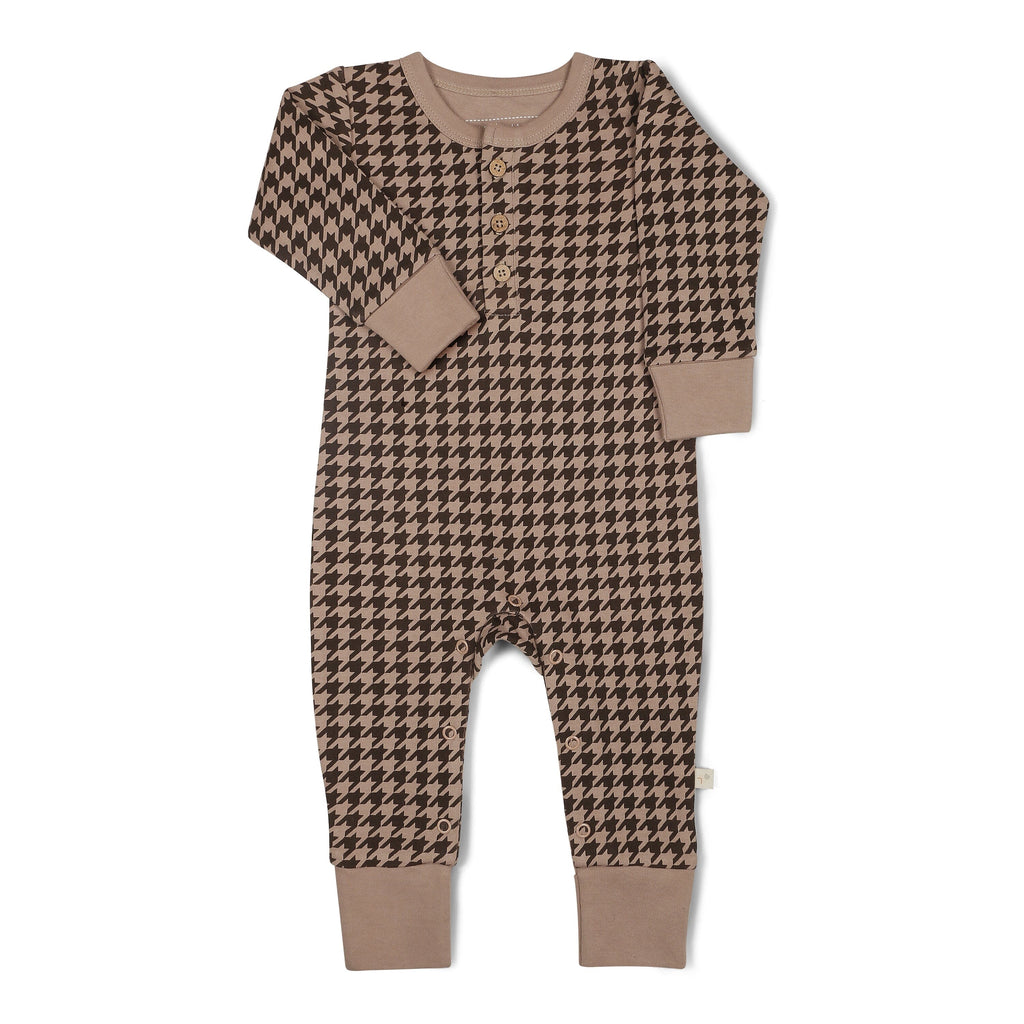 Organic Button Romper | Houndstooth Onesies Makemake Organics 