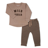 Organic Long Sleeve Tee & Pant Set | Wild Child Placement Tee Sets Makemake Organics 