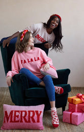 Shiraleah "Fa La La" Holiday Sweatshirt, Bubblegum by Shiraleah Shiraleah 