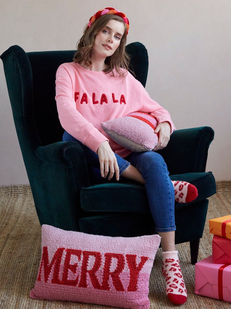 Shiraleah "Fa La La" Holiday Sweatshirt, Bubblegum by Shiraleah Shiraleah 