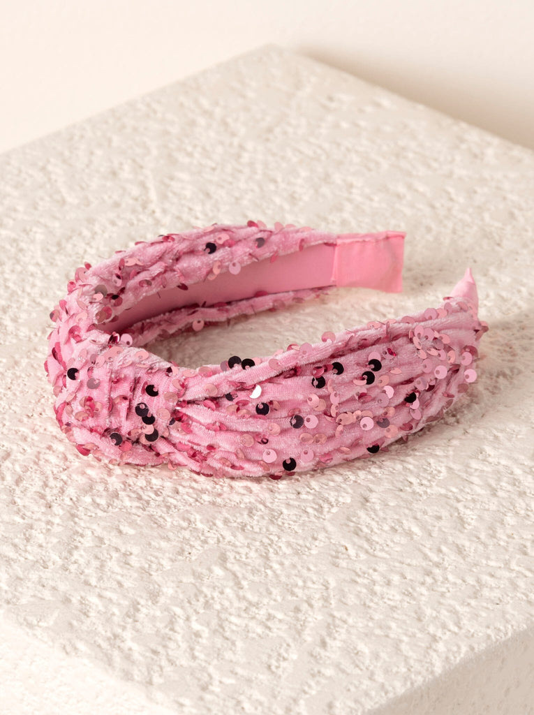 Shiraleah Knotted Sequins Headband, Pink by Shiraleah Shiraleah 