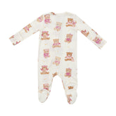 2 Way Zipper Footie - Teddy Bears Pink 651 Angel Dear 