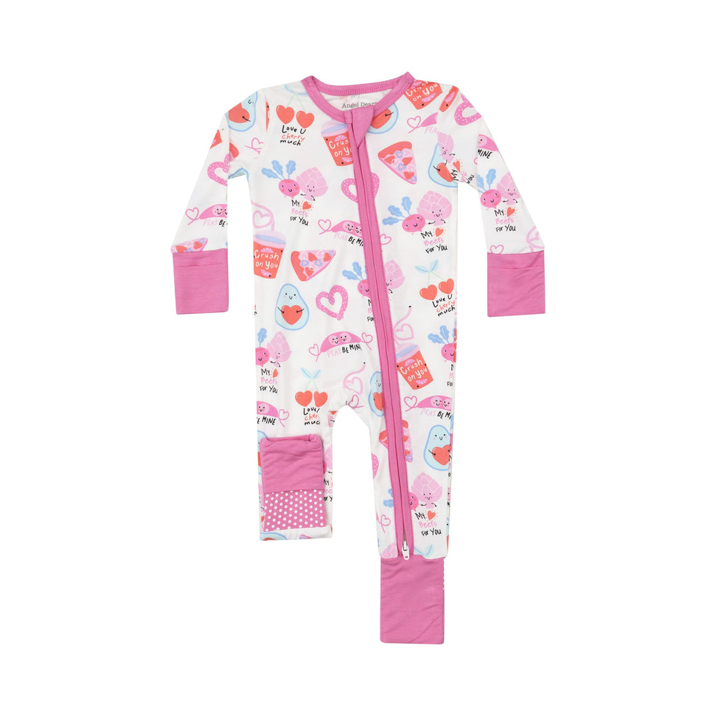 2 Way Zipper Romper | Love You Foodie Much Pink Zip Rompers Angel Dear 