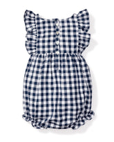 Baby's Twill Ruffled Romper | Navy Gingham Jumpsuits & Rompers Petite Plume 