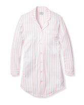 Women's Pima Nightshirt in Pink Stripe Women's Nightshirts Petite Plume 