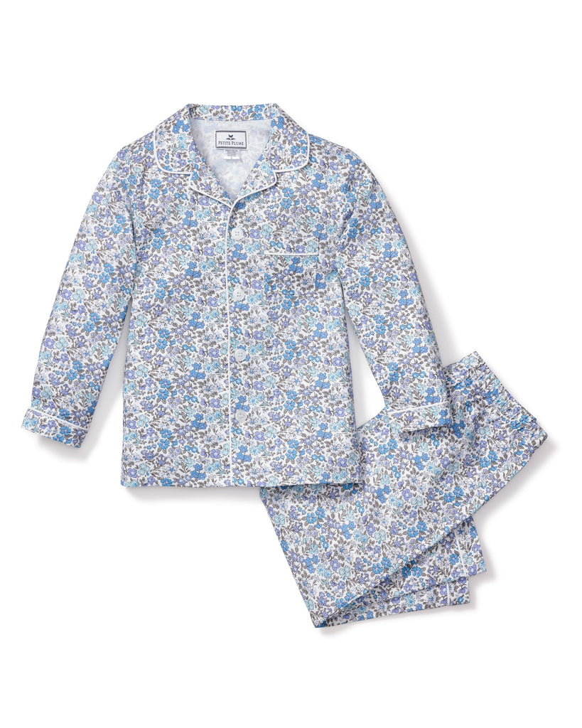 Kid's Twill Pajama Set in Fleur D'Azur Children's Pajamas Petite Plume 