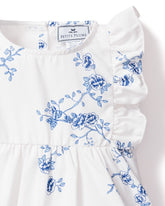 Baby's Twill Ruffled Romper in Indigo Floral Infant Romper Petite Plume 