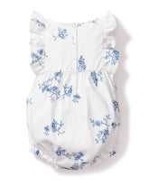 Baby's Twill Ruffled Romper in Indigo Floral Infant Romper Petite Plume 