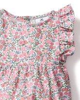 Baby's Twill Ruffled Romper in Fleurs de Rose Children's Rompers Petite Plume 