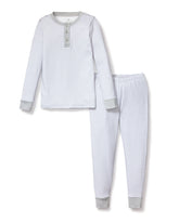 Kid's Pima Snug Fit Pajama Set | Grey Stripes Pajama Sets Petite Plume 