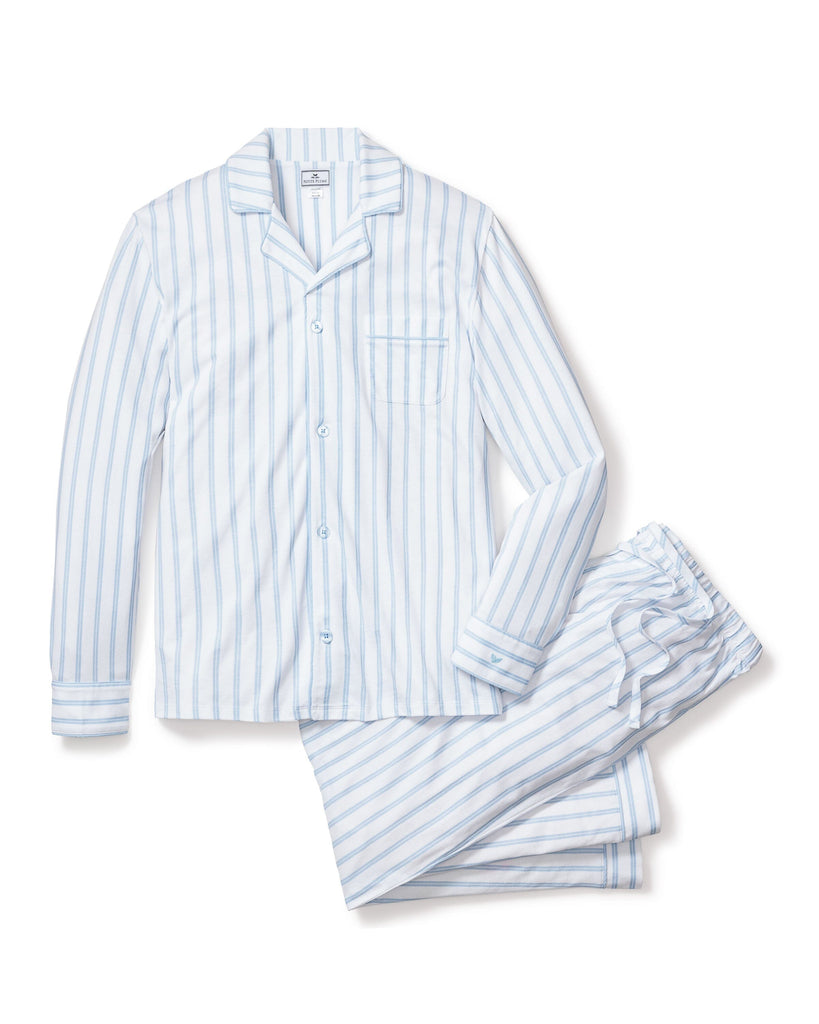 Men's Pima Pajama Set in Periwinkle Stripe Men's Pajama's Petite Plume 