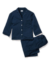 The Olivia Wide Leg Pima Pajama Set | Navy Pajama Sets Petite Plume 