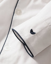 Women's Twill Nightshirt | White with Navy Piping Nightshirts Petite Plume 