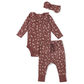 Organic Ruffle Onesie & Pants Set - Winter Bloom Ruffle Onesie Set Makemake Organics 