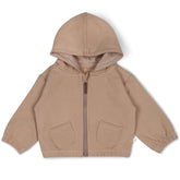 Organic Fleece Hooded Jacket - Taupe Fleece Jacket Makemake Organics 