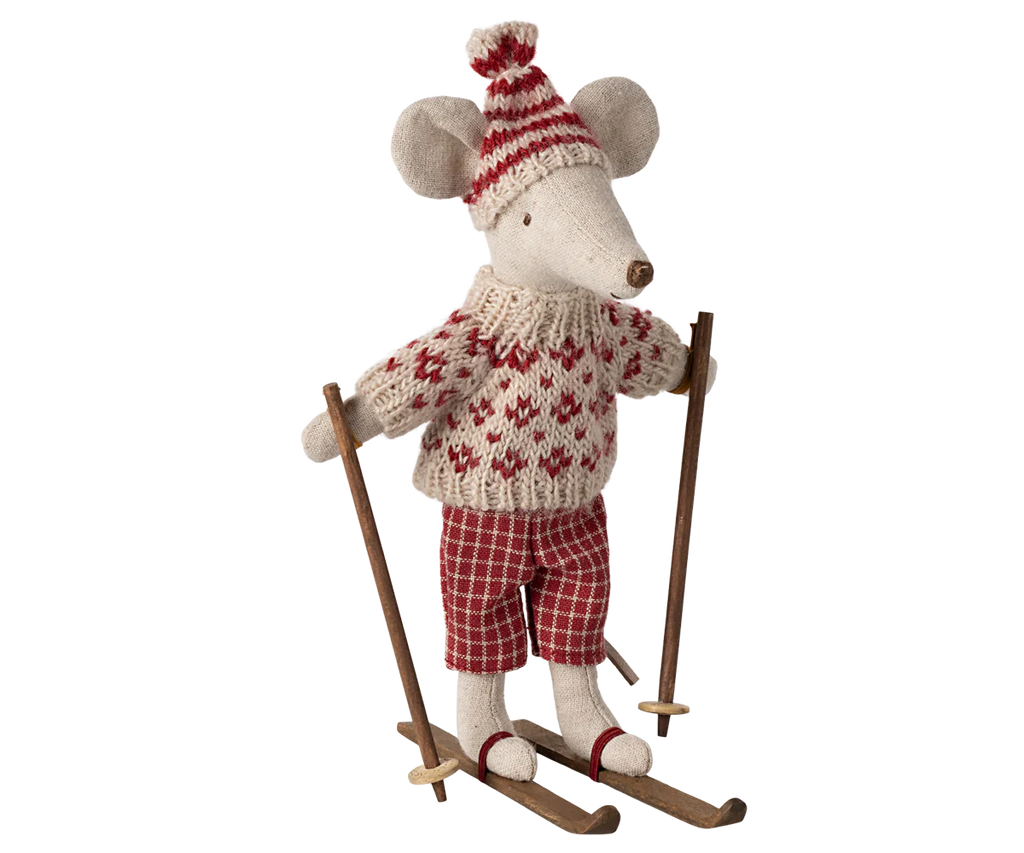 Presale - Winter mouse with ski set, Mum | Red Maileg Dolls Maileg Multi OS 