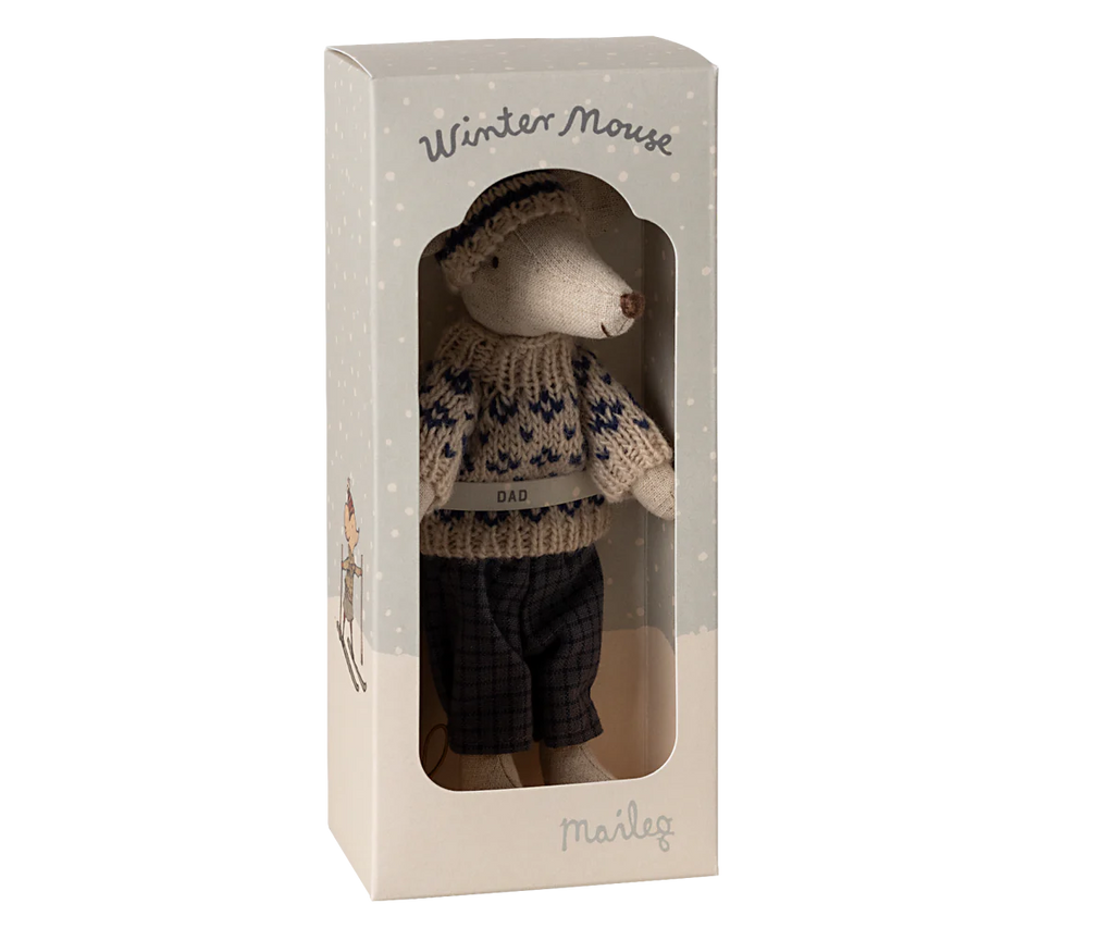 Presale - Winter mouse with ski set, Dad | Blue Maileg Dolls Maileg 