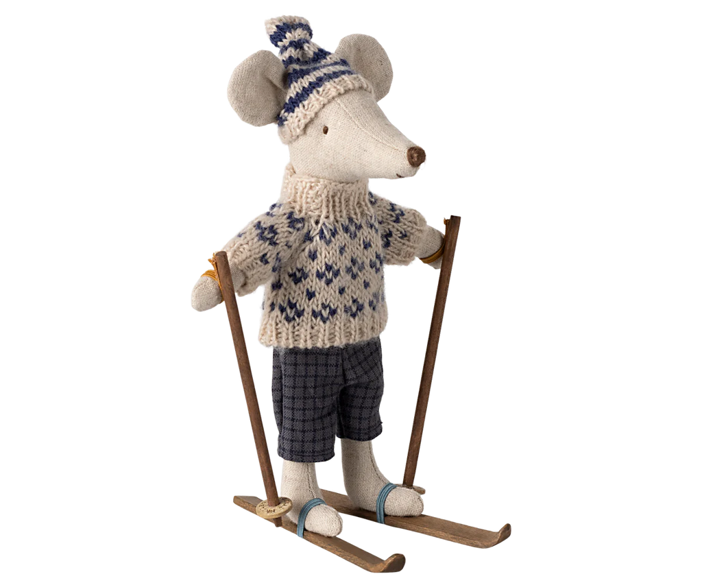 Presale - Winter mouse with ski set, Dad | Blue Maileg Dolls Maileg Multi OS 