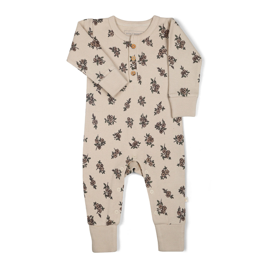 Organic Button Romper | Posy Onesies Makemake Organics 