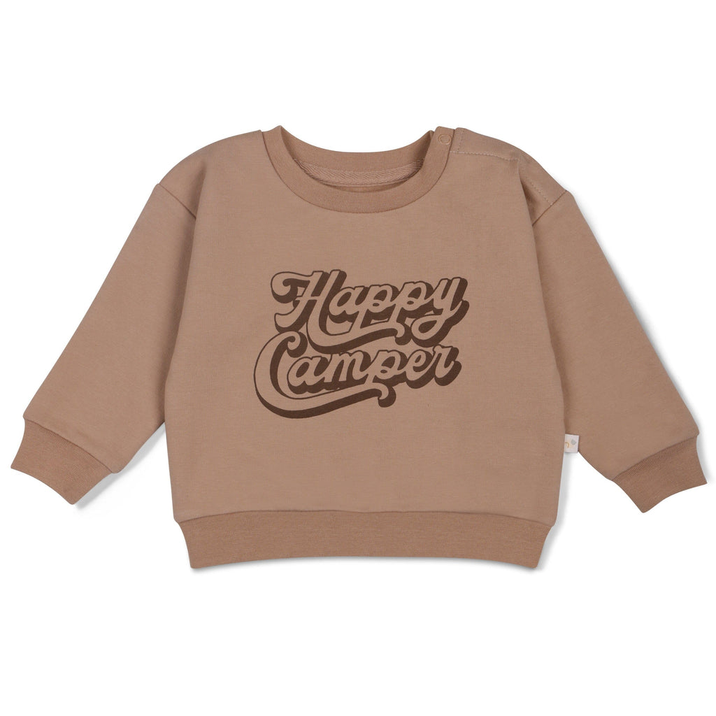 Organic Fleece Sweatshirt - Happy Camper Sweatshirt Makemake Organics 