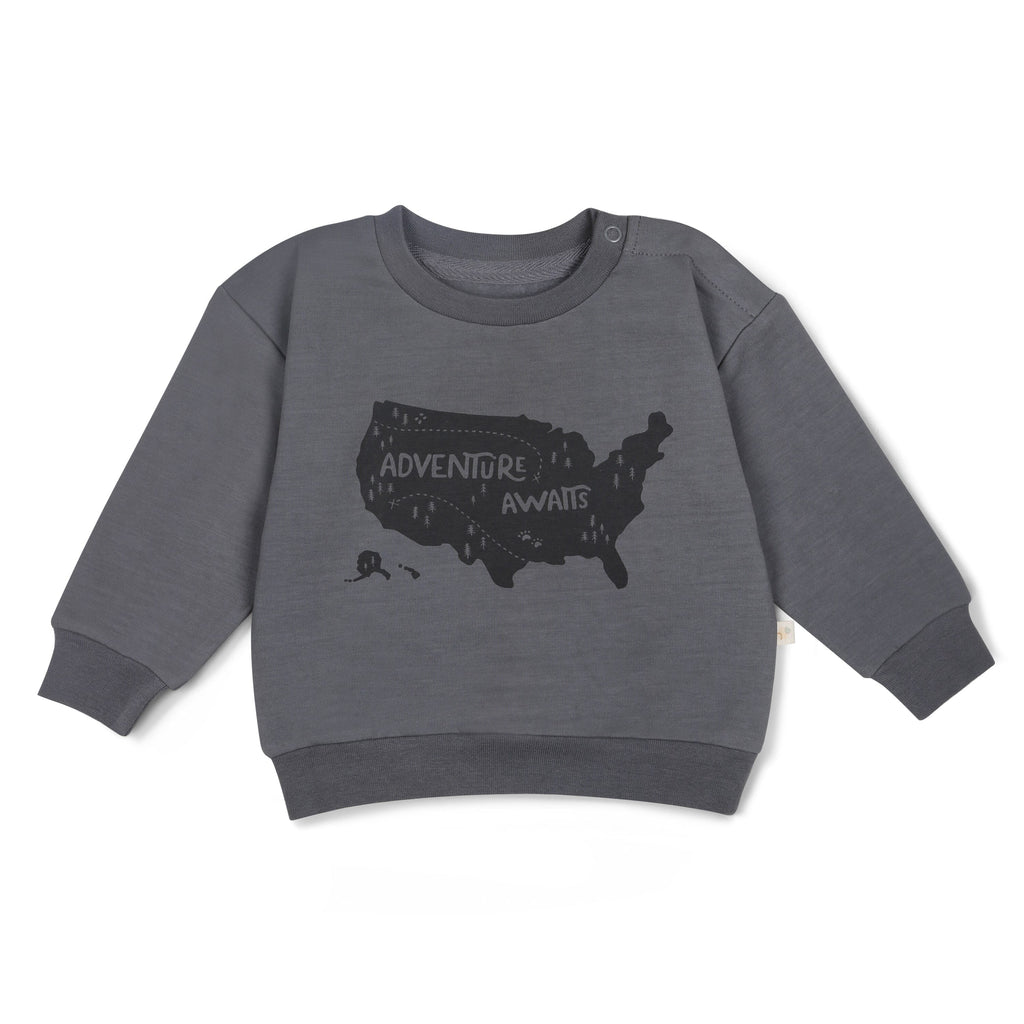 Organic Fleece Sweatshirt - Adventure Awaits Sweatshirt Makemake Organics 