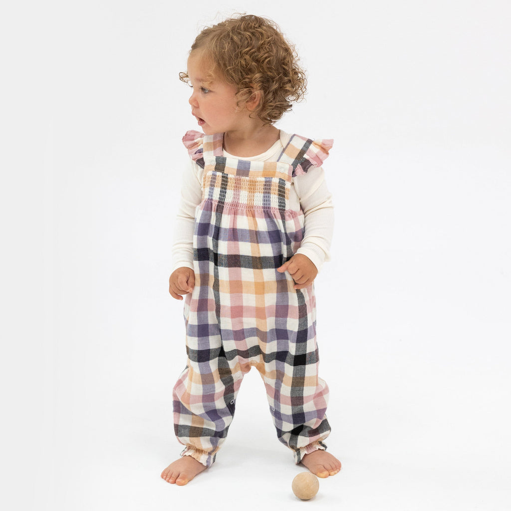 Smocked Overall - Harvest Plaid 181 Angel Dear 