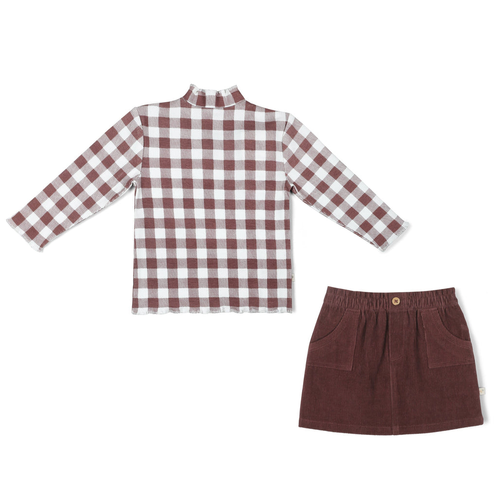 Organic Tee and Corduroy Skirt Set - Plum Tee & Skirt Set Makemake Organics 