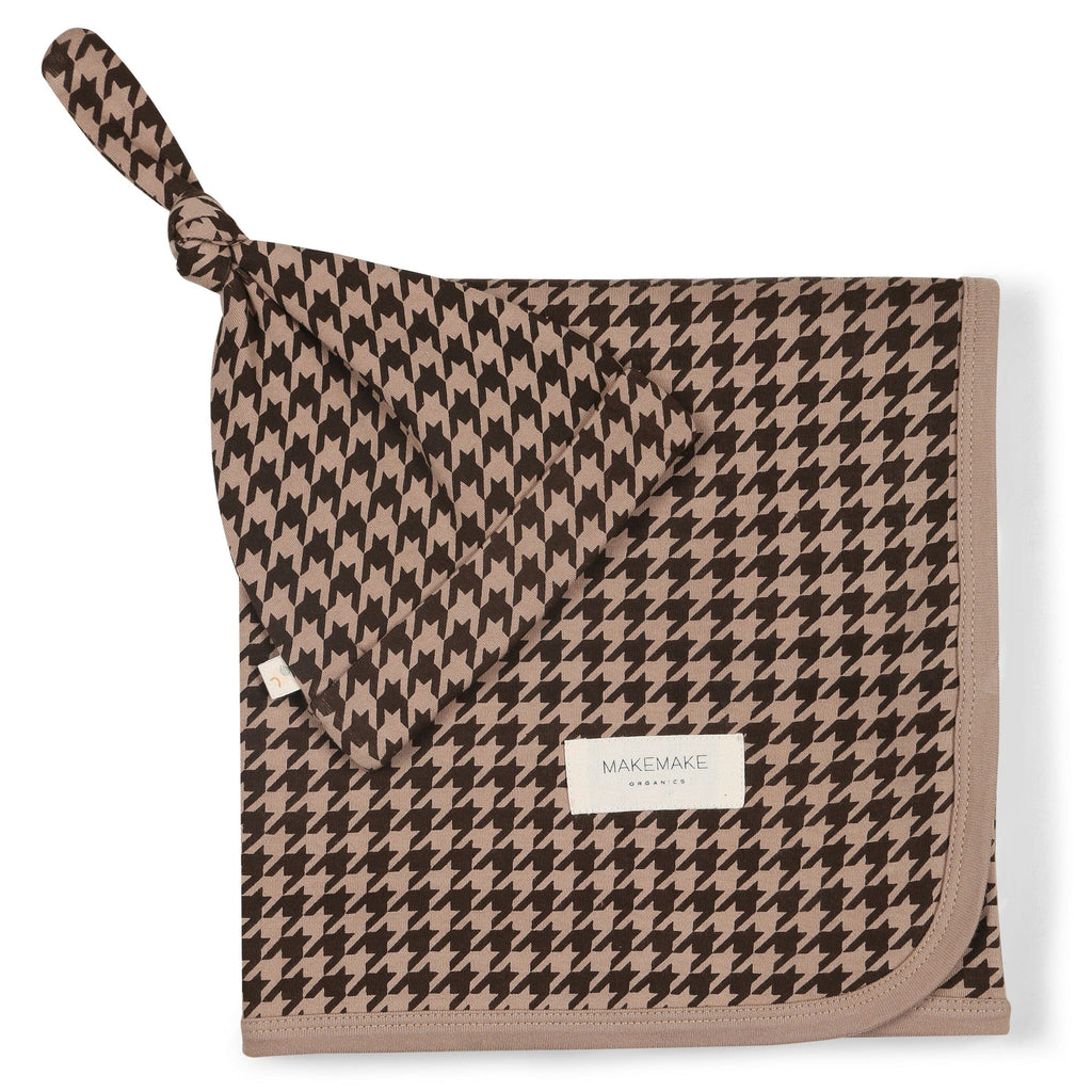 Organic Swaddle Blanket & Hat - Houndstooth Blanket Set Makemake Organics 