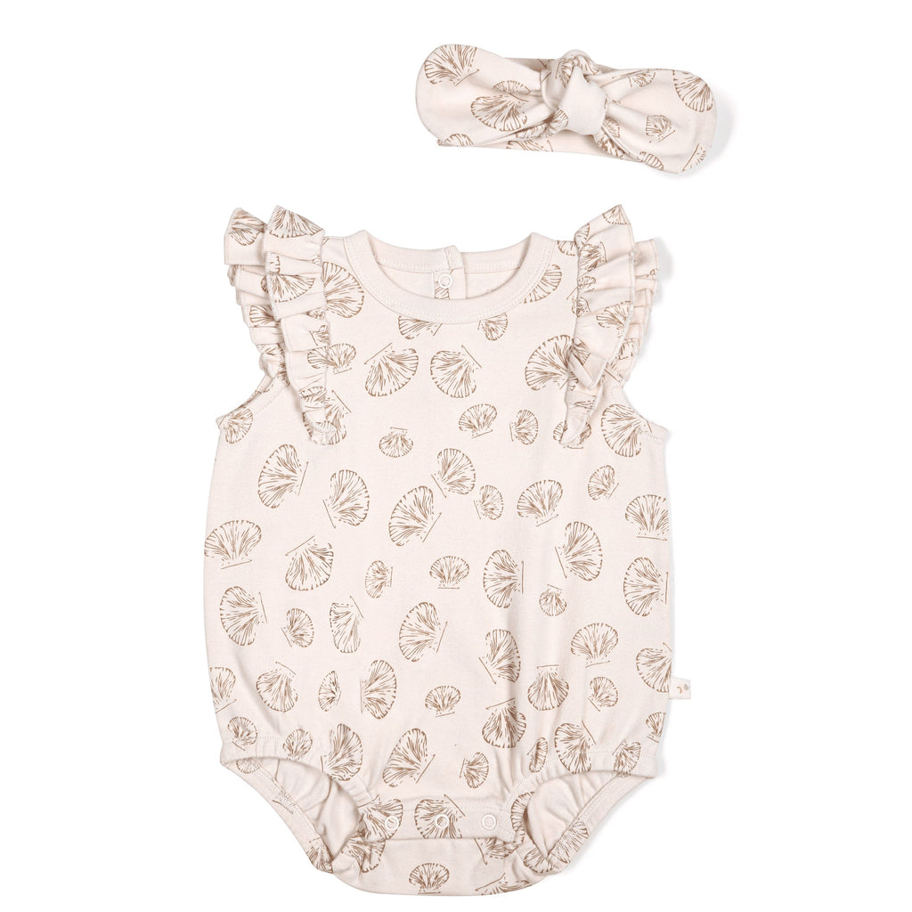 Organic Baby Flutter Bubble Onesie | Seashells Jumpsuits & Rompers Makemake Organics 