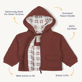 Organic Quilted Hooded Jacket - Plum Hooded Jacket Makemake Organics 