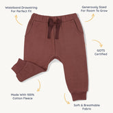 Organic Fleece Jogger Pants - Plum Jogger Pants Makemake Organics 