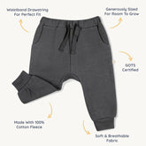 Organic Fleece Jogger Pants - Slate Jogger Pants Makemake Organics 