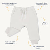 Organic Fleece Jogger Pants | Natural Bottoms Makemake Organics 